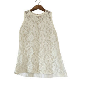 Vtg Cinema Etoile Lace Top Womens M Ivory Cream High Neck Cottage Romantic Fairy